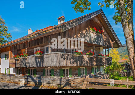 Farmhouse, Wegscheid near Lenggries, Upper Bavaria, Bavaria, Germany Stock Photo