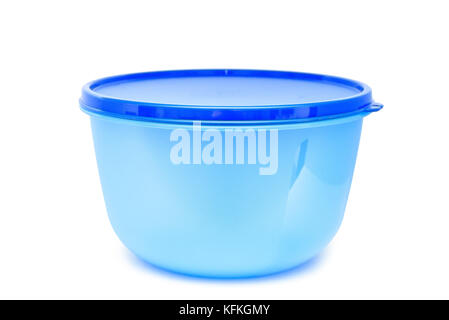 Empty transparent plastic bowl isolated Stock Photo