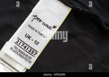 Small Clothes Label Showing Garment Was Made in Turkey. Stock Image - Image  of clothes, imported: 273306065