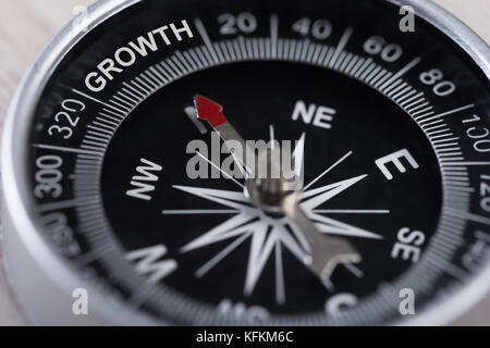 Closeup of compass indicating Growth. Business Growth Concept Stock Photo
