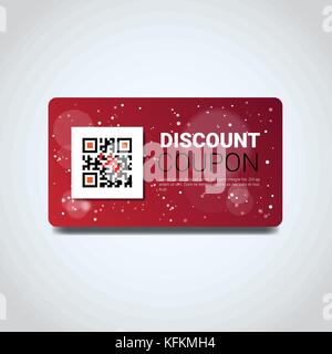 Discount Coupon Design Voucher With Qr Code For Present On Merry Christmas And Happy New Year Isolated Stock Vector
