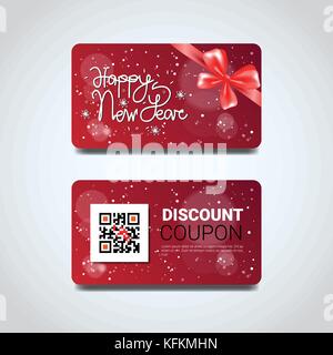 Discount Coupon Design Voucher With Qr Code For Present On Merry Christmas And Happy New Year Isolated Stock Vector
