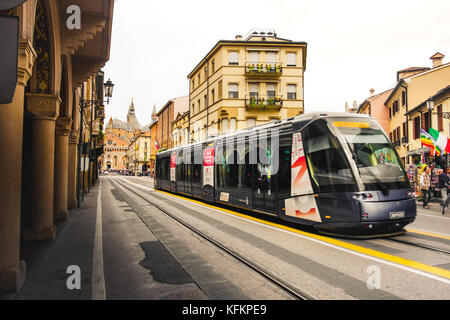 public transportation in italy, a tram return from San Antonio basilica in Padua, Italy, 24 Apr 2017 Stock Photo