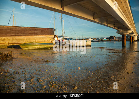 Sunset at Adur Ferry Bridge, Shoreham-by-Sea, West Sussex, England. Stock Photo