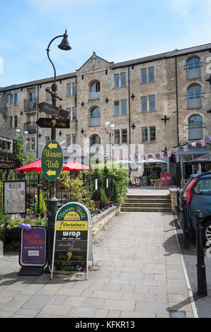 A former famous rubber factory site redeveloped to provide an interesting new shopping area in Bradford on Avon Wiltshire England uk
