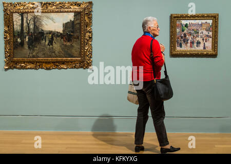 London, UK. 30th Oct, 2017. Bank Holiday, 1892 by Camille Pissarro - The EY Exhibition: Impressionists in London, French Artists in Exile (1870-1904) at Tate Britain. It brings together over 100 works by Impressionist artists in the first large-scale exhibition to chart the stories of French artists who sought refuge in Britain during the Franco-Prussian War. The exhibition runs from 2 November 2017 - 29 April 2018. London, UK 30 Oct 2017. Credit: Guy Bell/Alamy Live News Stock Photo