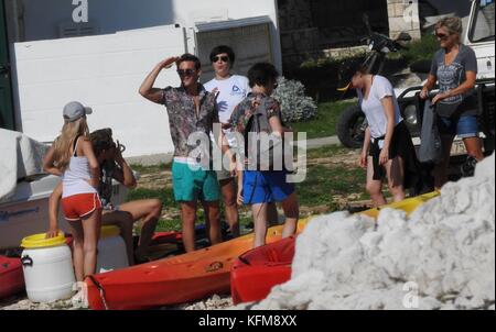 Amanda Seyfried and Andy Garcia along with the cast of new movie 'Mamma Mia: Here We Go Again’ depart on boats taking them to the film set in Vis, Croatia  Featuring: Cast Where: Vis, Croatia When: 29 Sep 2017 Credit: WENN.com  **Only available for publication in UK, USA, Germany, Austria, Switzerland** Stock Photo