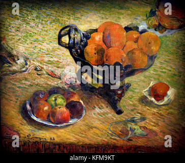 Nature Morte  à la coupe en céramique - Still Life with  ceramic bowl 1888  by  Paul Gauguin - Eugène Henri Paul Gauguin 1848 – 1903 was a French post-Impressionist artist, France. ( Died ,8 May 1903, Atuona, Marquesas Islands, French Polynesia ) Painter, Sculptor. Stock Photo
