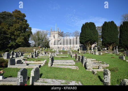 An old church situated in Mawnan Smith near Falmouth in Cornwall. Stock Photo