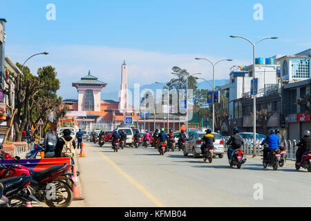 Durbar Marg Avenue and Narayanhiti Palace or New Royal Palace, Kathmandu, Nepal Stock Photo