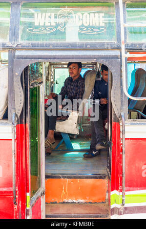 Local bus on Durbar Marg Avenue, Kathmandu, Nepal