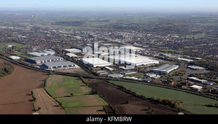 aerial view of the industry at the south west side of Burton-on-Trent, UK Stock Photo