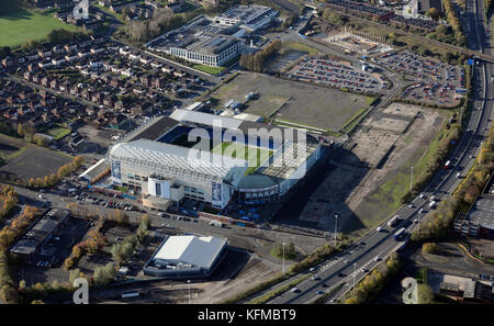 aerial view of the Elland Road area in Leeds, West Yorkshire, UK Stock Photo