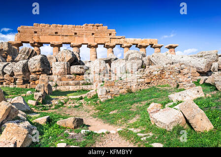 Selinunte, Italy, Sicily. Ancient Greek city on the south-western coast of Sicily in Italy. Acropolis of Selinus. Stock Photo