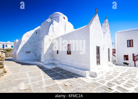 Mykonos, Greece. Paraportiani, one of the most famous architectural structures in Greek Islands. Stock Photo