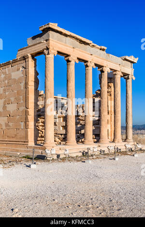 Athens, Greece. The Erechtheion, ancient Greek temple on the Acropolis.
