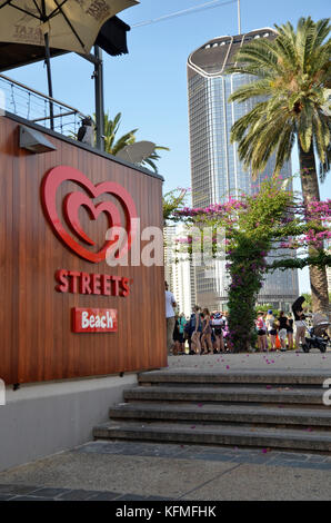 Streets Beach, an urban beach and swimming area on the South bank of Brisbane River in Brisbane, Queensland, Australia Stock Photo