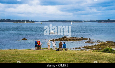 France, Brittany, Morbihan, Rhuys peninsula, Arzon, Pointe de Bilgroix at the entrance to the Gulf of Morbihan Stock Photo