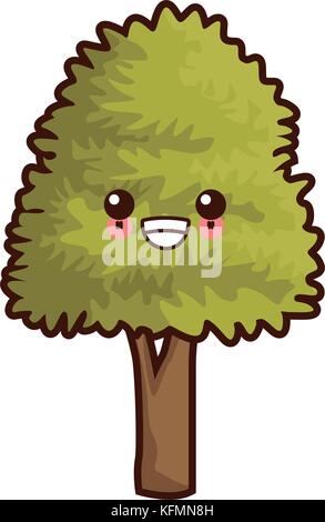 Tree nature symbol cute kawaii cartoon Stock Vector