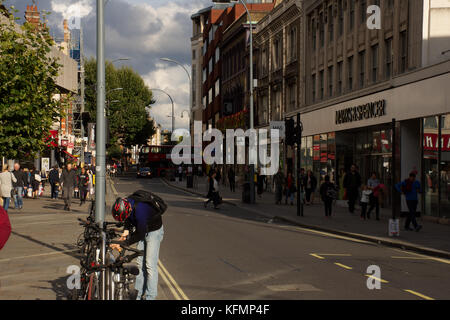 People on High street on summer afternoon,King Street ,Hammersmith,London,United Kingdom,September 2017. Stock Photo