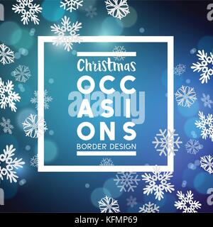 Christmas festive background border design with snowflakes. Vector illustration Stock Vector