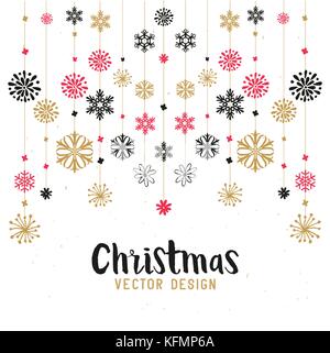 Hanging snowflake festive decorations. Vector illustration. Stock Vector