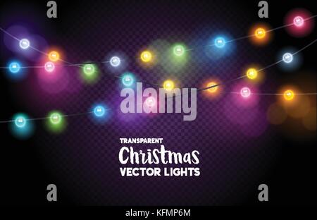 A collection of colourful Christmas fairy lights. Vector illustration. Stock Vector
