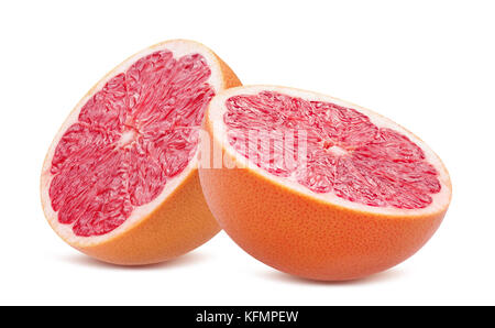 two halves of grapefruit isolated on a white background. Stock Photo