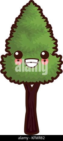 Tree nature symbol cute kawaii cartoon Stock Vector