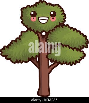 Tree nature symbol cute kawaii cartoon Stock Vector