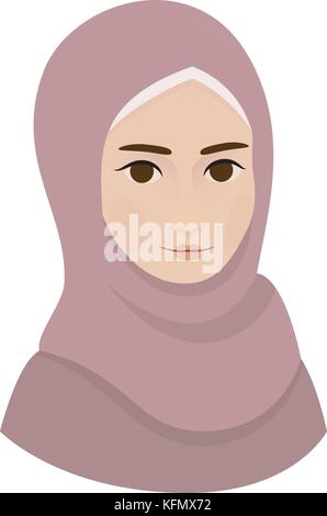 Portrait of muslim beautiful girl woman in hijab, vector illustration Stock Vector
