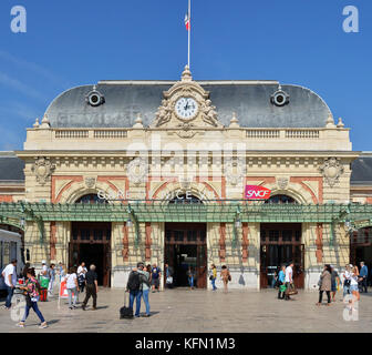 Nice, France - September 27, 2017: People departing at Nice railway Station, Provence, Cote d'azur, France Stock Photo
