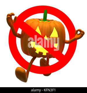 Sign no pumpkin halloween isolated on white 3d illustration Stock Photo