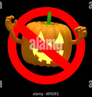 Sign no pumpkin halloween isolated on black 3d illustration Stock Photo