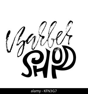 Barber shop hand written lettering. Typography poster. Calligraphy banner. Vector illustration. Stock Vector