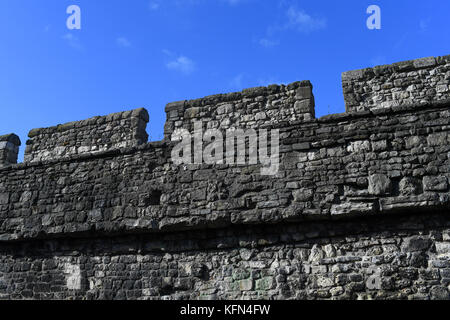 A close up section of the medieval walls of Southampton which once protected the city boundaries. Stock Photo
