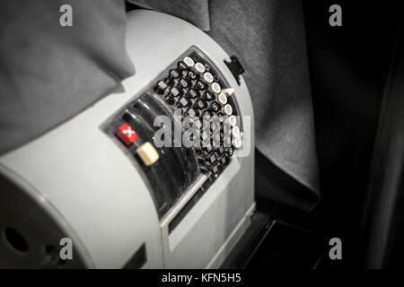 Antique Cashier Machine, captured with very old Lens Stock Photo