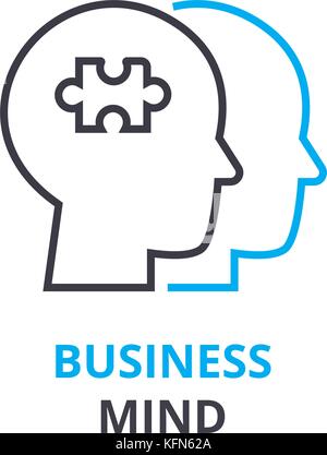Business mind concept , outline icon, linear sign, thin line pictogram, logo, flat vector, illustration Stock Vector