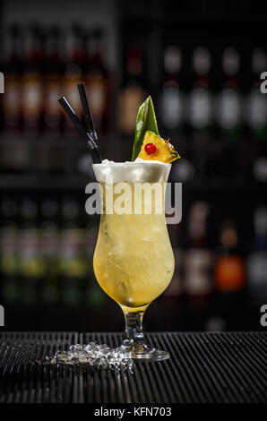 Pina colada cocktail on a bar counter Stock Photo