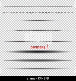 Set of Dividers. Design elements with different shadows. Stock Vector