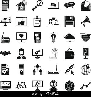 Support icons set, simple style Stock Vector