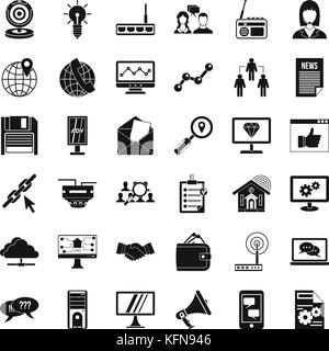 All day help icons set, simple style Stock Vector