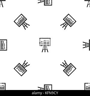 Flipchart with marketing data pattern seamless black Stock Vector