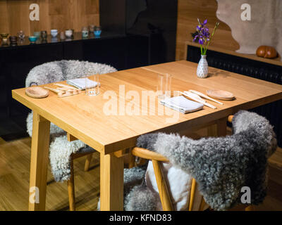 The dining table at Bifångst, a two seat restaurant inside HOZE in