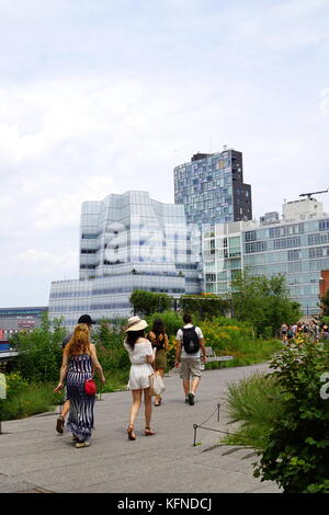 Visitors walking on the New York City Highline (an elevated garden), NYC, NY, USA Stock Photo