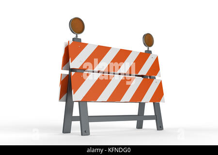 3d rendering construction barrier or road block on white background Stock Photo