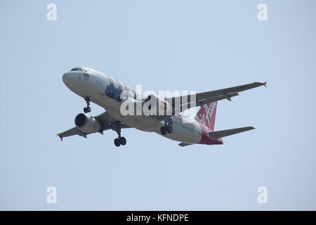 CHIANGMAI, THAILAND -DECEMBER 16 2015: HS-ABC Airbus A320-200 of Thaiairasia. landing to Chiangmai airport from Bangkok Suvarnabhumi. Stock Photo