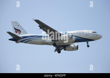 CHIANGMAI, THAILAND -DECEMBER 16 2015: HS-PPM Airbus A319-100 of Bangkokairway. Landing to Chiangmai airport from Samui. Stock Photo