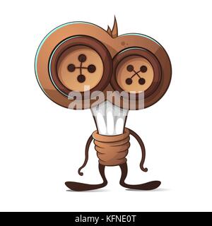 Funny, cute bulb, button characters Stock Vector