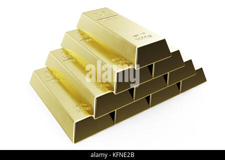 Gold Bar isolated on white background, weight of Gold Bars 1000 grams Concept of wealth and reserve. Concept of success in business and finance, 3d illustration